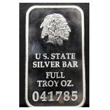 1 troy ounce PA state silver bar