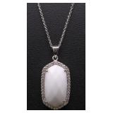 White gemstone necklace, lab created