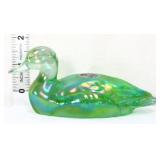 Fenton green iridescent duck figure