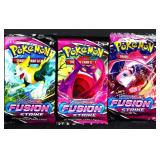 3 sealed Pokemon Fusion Strike foil card packs