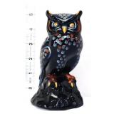 Fenton 5in black owl figure with grey/gold accents