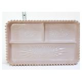 Vntg Jeanette pink milk glass 12.5x8 divided tray