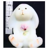 Fenton 2in white sitting lop ear bunny w/ flowers