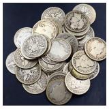 Lot of 40 barber quarters