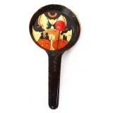 Vintage orange/black tin litho tin pan clanger toy