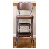 1950s brown metal folding kitchen stool