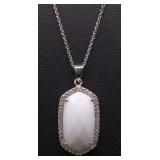 White gemstone necklace, lab created