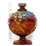 Vntg IG carnival covered candy dish see photos