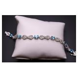 Sterling blue topaz & white sapphire bracelet, lab