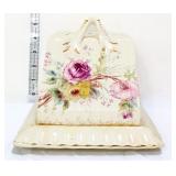 Vintage cheese dish w/ flowers