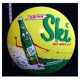 Metal 16in diameter Drink Ski button sign