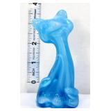 Fenton 3in blue/white slag happy cat figure