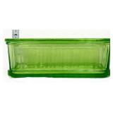Rectangle green depression dish w lid see pics