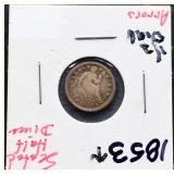1853 arrow date seated liberty half dime