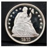 2oz seated liberty silver round