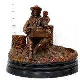 Vintage redware man w/ monkey cigar holder
