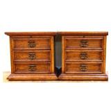 Pair MCM Drexel 3 drawer nighstands