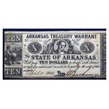 1862 Arkansas $10 Treasury Warrant