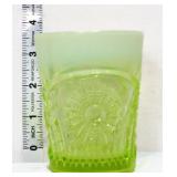 Vaseline opalescent 4in drinking glass