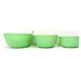 Set of 3 Fire King jadeite swirl mixing bowls