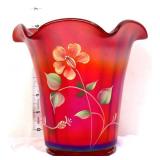 Fenton ruby stretch 100th anniversary flip vase