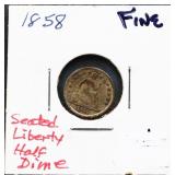 1858 seated liberty half dime