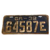 1932 Georgia license plate