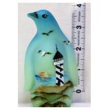Fenton blue/green Sunset Lighthouse penguin figure