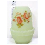 Fenton custard fairy lamp w/ pink roses