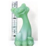 Fenton 3in jade/white slag happy cat figure