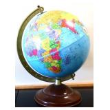 Vintage globe w/ brown metal base