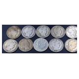 Lot of 10 barber half dollars