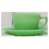 Vntg Fire King jadeite jane ray cup & saucer