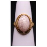 Sterling oval cut pink gemstone ring, lab created