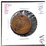1864 2 cent coin