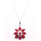GENUINE RUBY FLOWER NECKLACE