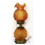 Fenton amber poppies lamp
