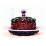 Mosser plum opalescent eye winker butter dish