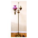 Vntg floor lamp w/ Fenton cranberry shade