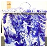 Blue swirl enamel bread box