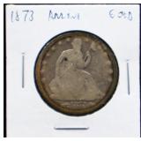 1873 arrow date seated liberty half dollar