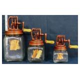 Trio clear glass butter churns