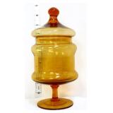 Vintage empoli amber apothecary jar w/ lid