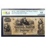 Graded 1850s Canal Bank NOLA $50 note