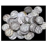 Roll of 50 mercury dimes