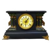 Vintage black mantle Ingraham clock w/ key