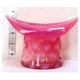 Fenton cranberry opalescent coin dot hat vase