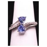 Double stone tanzanite ring, lab created