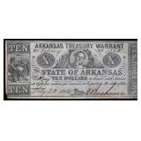 1862 Arkansas $10 Treasury Warrant