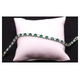 Emerald/white sapphire bracelet, lab created